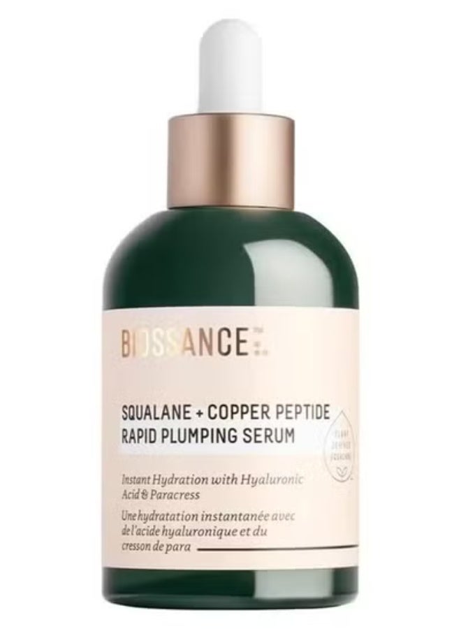 BIOSSANCE Squalane + Copper Peptide Rapid Plumping Serum. Powerfully Hydrating Face Serum that Instantly Plumps and Firms with Collagen Boosting Copper Peptides (1.69 fl oz) - Image 1